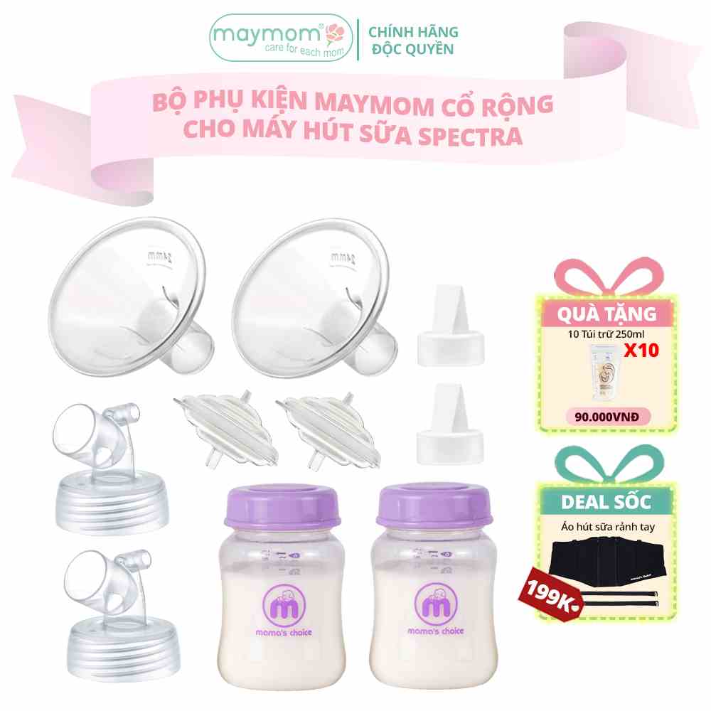 Bộ Phụ Kiện Máy Hút Sữa Spectra Thương Hiệu Maymom, Phễu Hút Sữa Size Từ 10-32mm