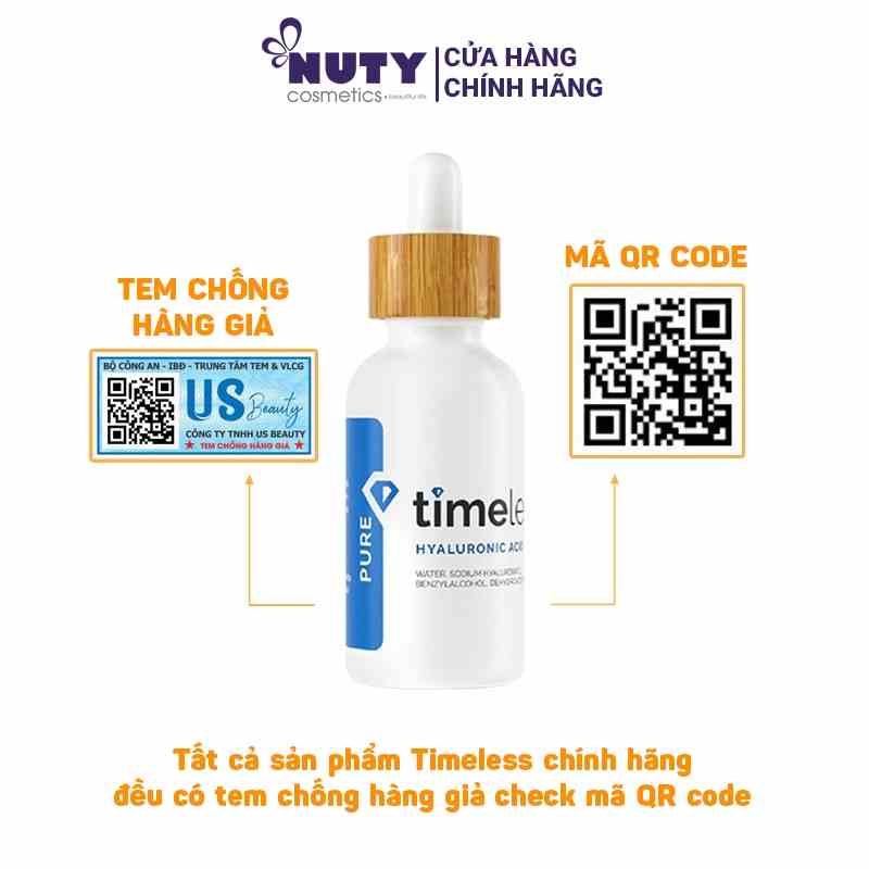 Tinh Chất Dưỡng Ẩm & Cấp Nước Timeless Hyaluronic Acid Pure Serum (30ml)