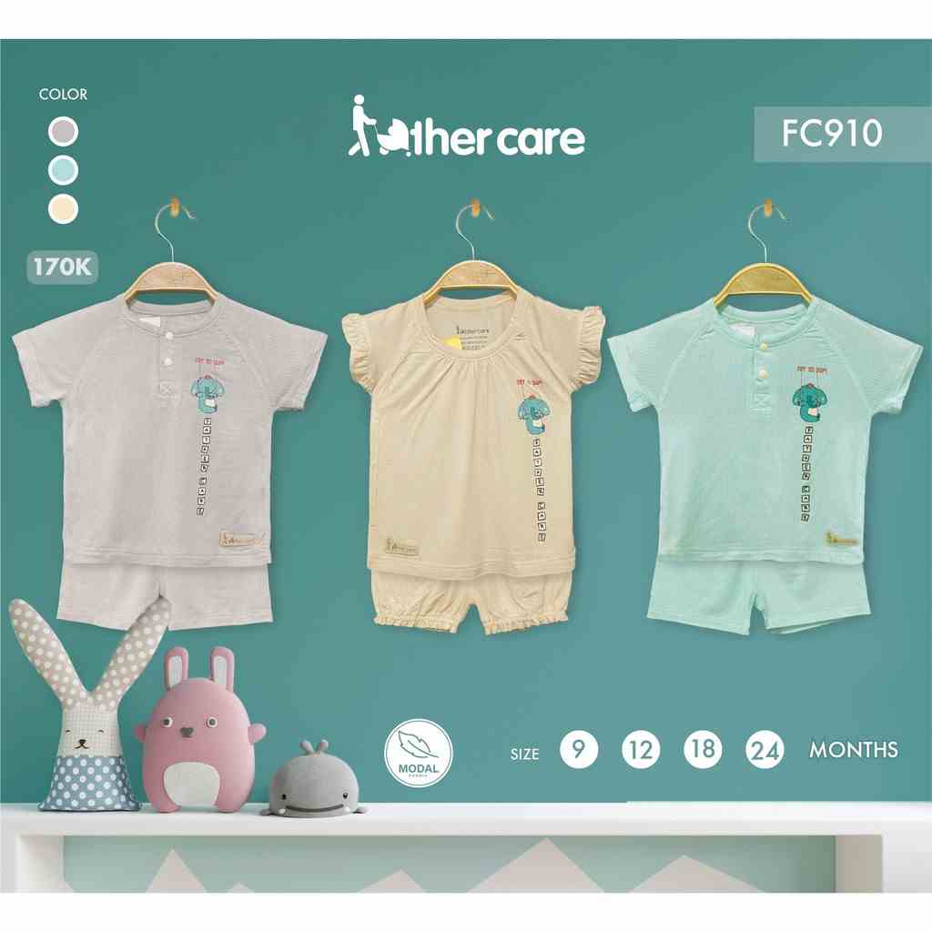 Bộ Quần áo trẻ em FatherCare Nẹp trụ + Tay hến CT - Voi đu dây FC910