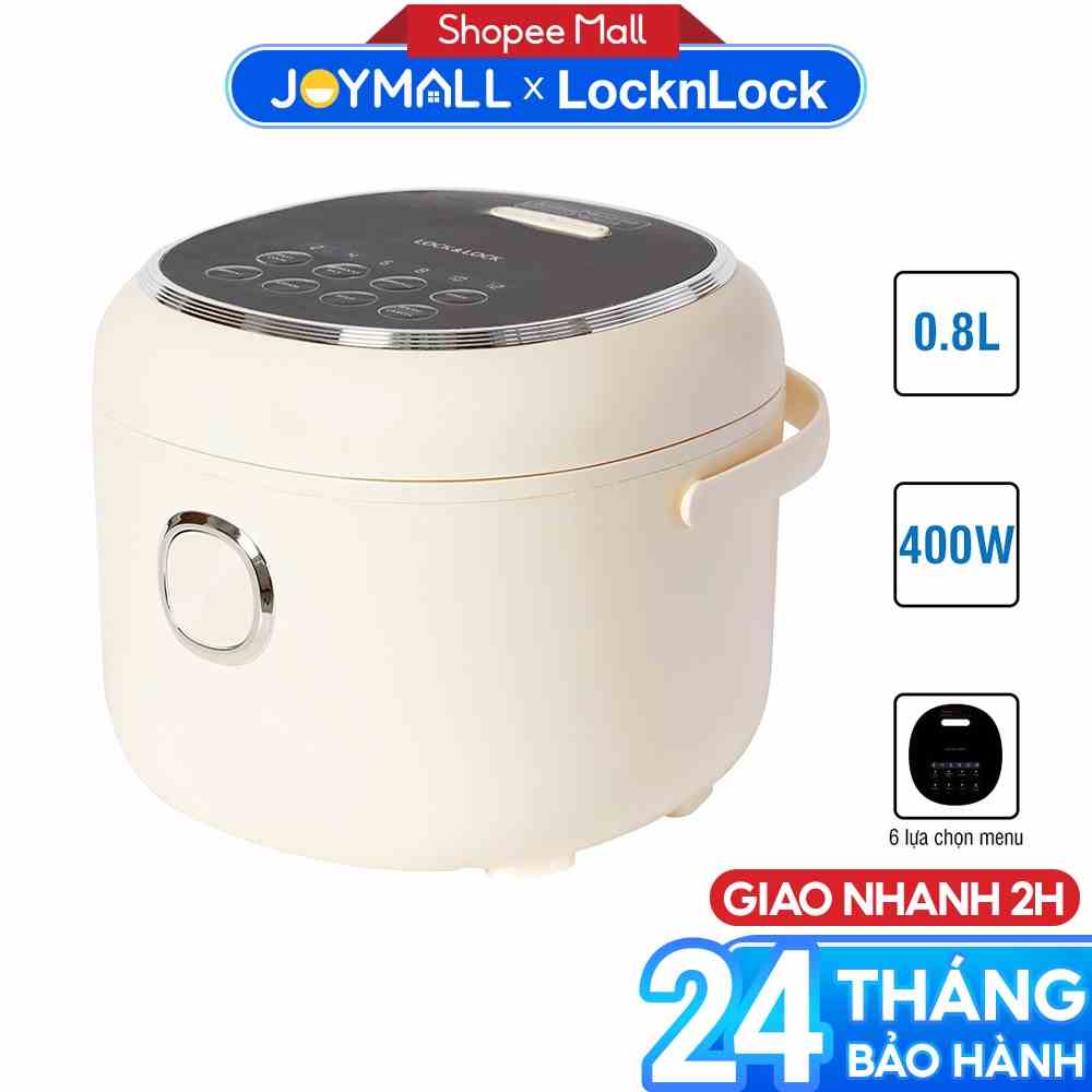 Nồi cơm điện Lock&Lock EJR716IVY 0.8L 400W - Hàng chính hãng bảo hành 24 tháng, 6 chương trình nấu cài đặt sẵn - JoyMall