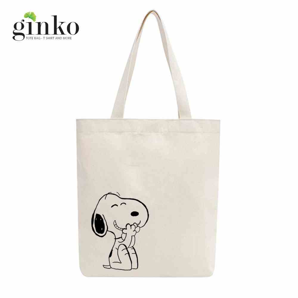 [Mã BMLTA35 giảm đến 35K đơn 99K] Túi Tote Vải Mộc GINKO Dây Kéo In Hình Snoopy M20