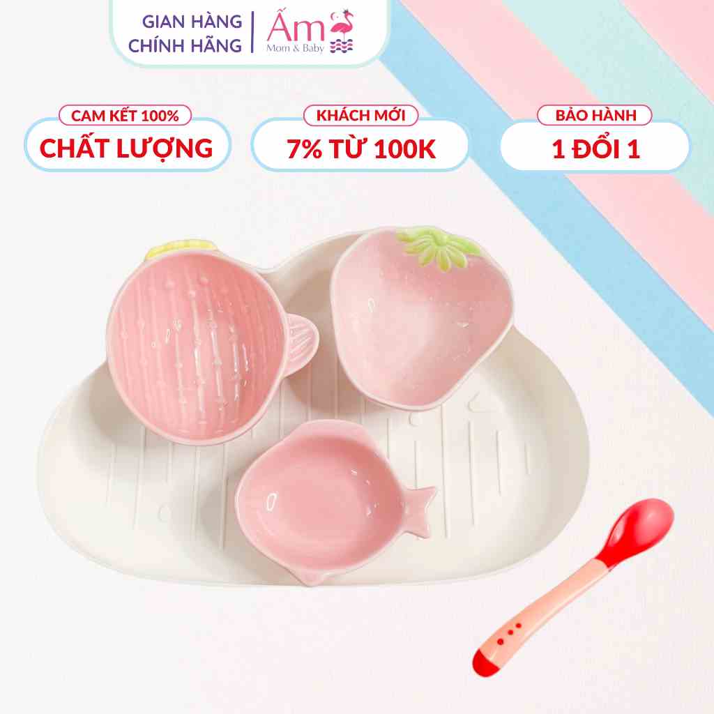 Bộ Bát Ăn Dặm Kiểu Nhật Classic Cho Bé Từ 5 Tháng Tuổi Truyền Thống Ấm Baby Gồm Khay, Bát Và Thìa Ấm Gift Decor