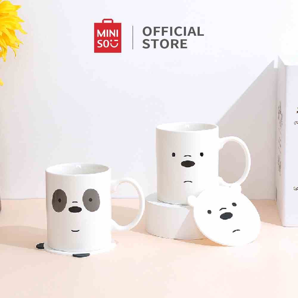 Cốc sứ Miniso phiên bảng We Bare Bears x Miniso đáng yêu kèm miếng lót ly