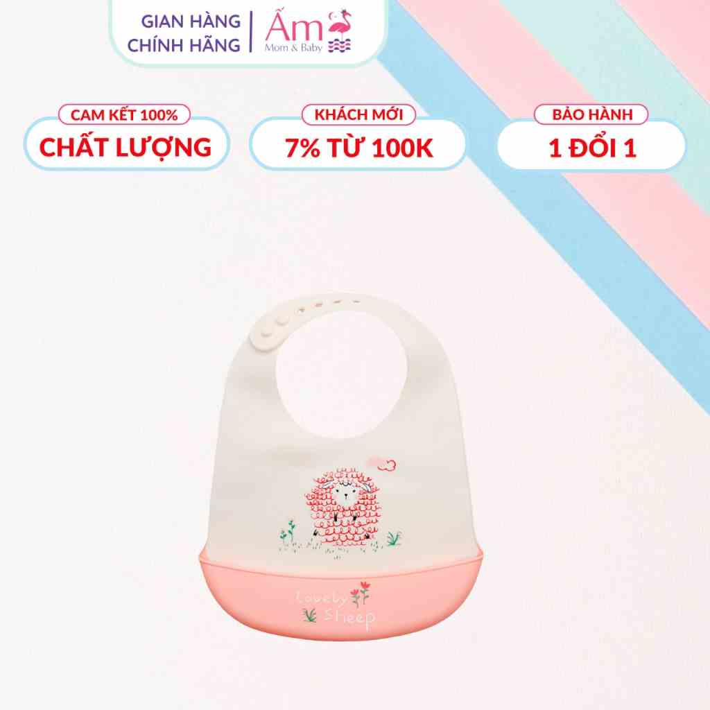 Yếm Ăn Dặm Silicon Ấm Baby Cho Bé Có Máng Không Bám Bẩn Mềm Nhẹ - Nhắn Shop Chọn Mẫu Các Mom Nhé Ấm Gift Decor