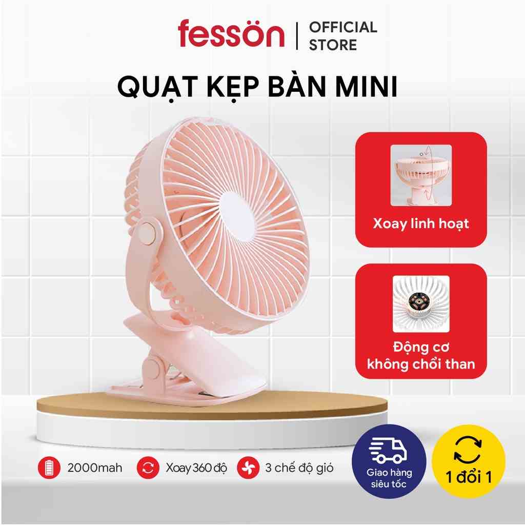 Quạt Kẹp Bàn Mini Cao Cấp [Deal Hot] Xoay 360 độ, Thích hợp cho dân Văn Phòng, Kẹp chắc chắn – Siêu Mát