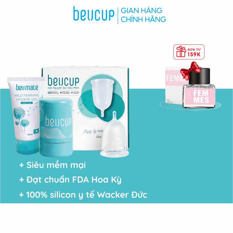 Cốc nguyệt san BeUcup siêu mềm hàng cao cấp dung tích 40ml cho phụ nữ sau sinh đạt chuẩn