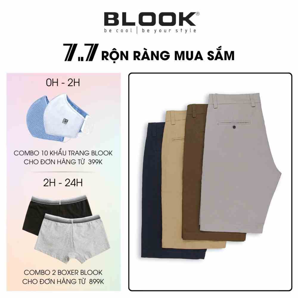 Quần short kaki nam BLOOK chất vải kaki phom lửng ngang gối 30081