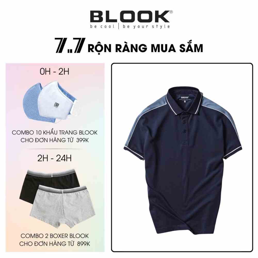 Áo Polo nam BLOOK cổ bẻ phối vải cá sấu Cotton xuất xịn, chuẩn form, trẻ trung, sang trọng, thanh lịch, mã 35525