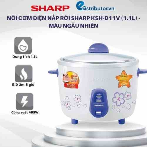 Nồi Cơm Điện Nắp Rời Sharp KSH-D11V (1.1L) - Màu Ngẫu Nhiên