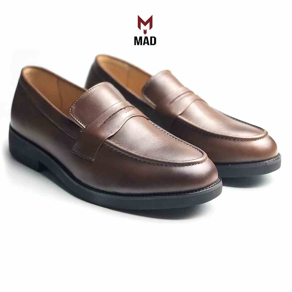 Giày lười tây loafer penny MAD brown công sở lười nam da bò cao cấp nhập khẩu phong cách hàn quốc