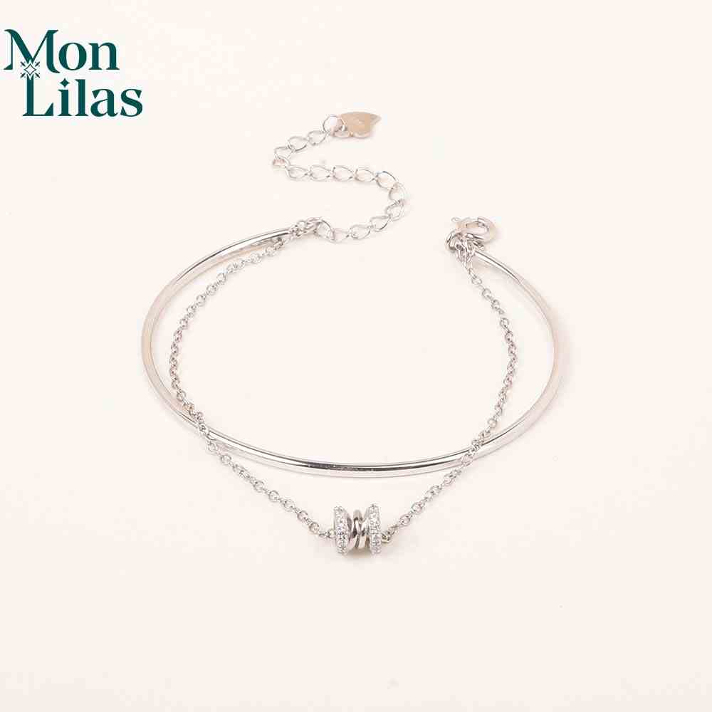 Vòng Tay Bạc Dây Đôi Đính Đá Cá Tính Evie V602109 - MonLilas Jewelry