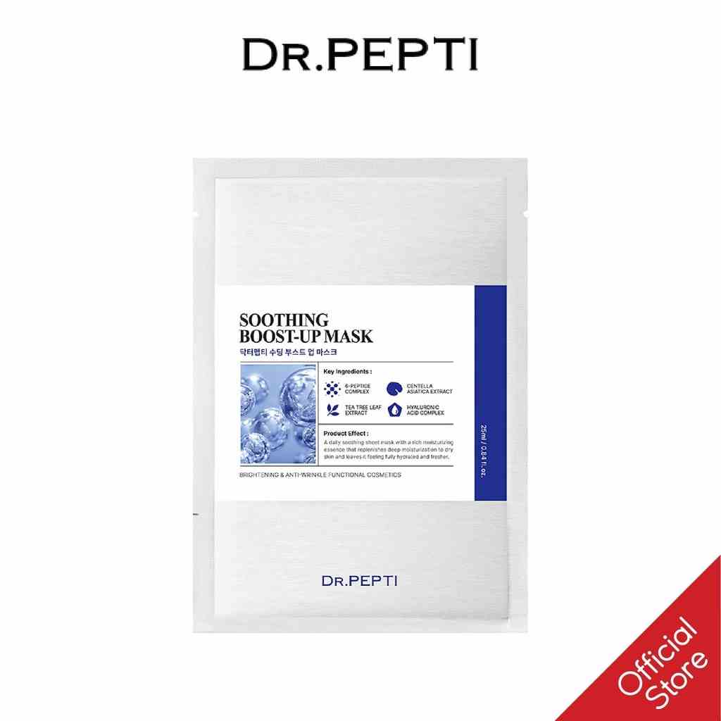 Hộp 5 Miếng Mặt Nạ Tăng Cường Dưỡng Chất Dịu Da Siêu Cấp Ẩm Khỏe, Trắng Da Dr.Pepti Soothing Boost-up Mask 25ml/ miếng