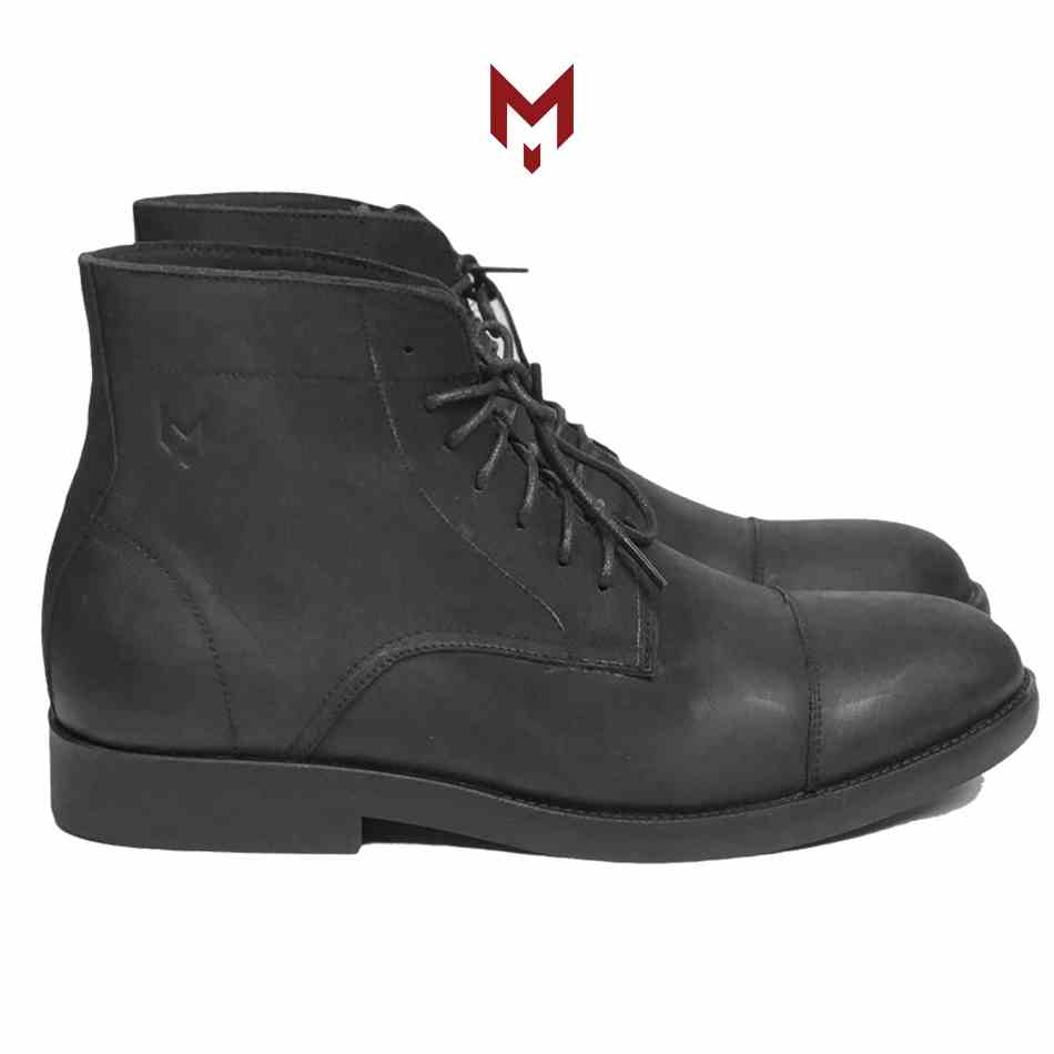 [Mã BMLTB200 giảm đến 100K đơn 499K] Giày cao cổ Mad Captain Boots Black nam da bò sáp ngựa điên cao cấp bụi bặm