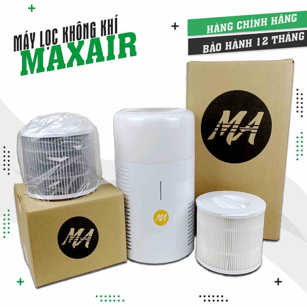 Combo Máy lọc không khí MaxAir và 1 lõi lọc không khí Hepa + 1 lõi lọc than hoạt tính Carbon