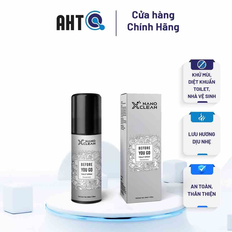 Chai xịt khử mùi nhà vệ sinh nano bạc Nano Xclean-hương nước hoa-khử mùi khó chịu, mùi khói thuốc, ẩm mốc 40ml