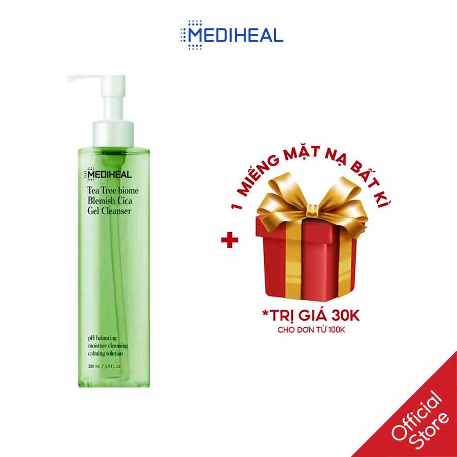 Gel Rửa Mặt Chiết Xuất Tràm Trà Và Rau Má Mediheal Tea Tree Biome Blemish Cica Gel Cleanser 200ml