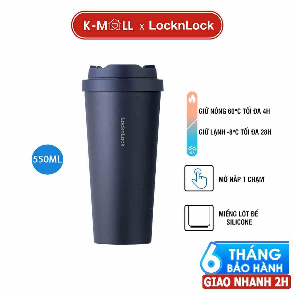 Ly giữ nhiệt LocknLock 550ml Energetic One-Touch Tumbler LHC3249 - Màu xanh Navy - K - MALL