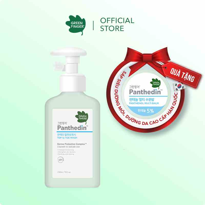 Sữa Tắm Gội Toàn Thân Cao Cấp cho bé (0-36 tháng) Greenfinger Panthedin Top To Toe Wash 230ml (1 chai)