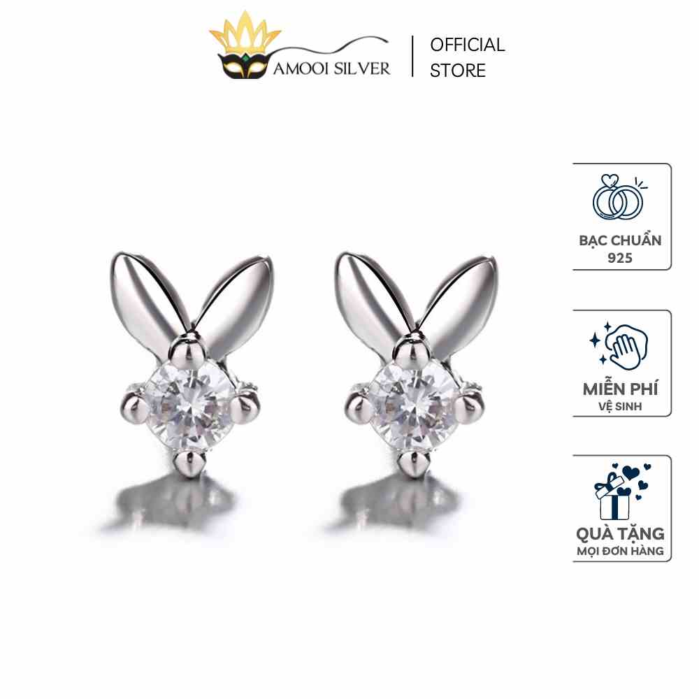 Bông tai bạc S925 đôi thỏ nhí - Amooi Silver AB168