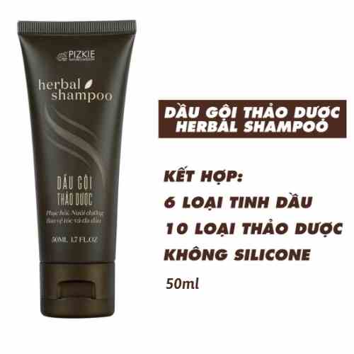 Dầu Gội PIZKIE Thảo Dược HERBAL SHAMPOO Ngăn Ngừa Gàu, Kích Thích Mọc Tóc Giúp Tóc Chắc, Khoẻ, Suôn Mượt 50ML