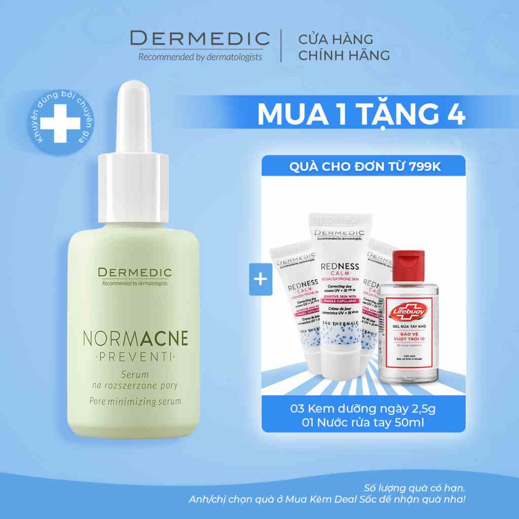 Serum kiềm dầu se khít lỗ chân lông cho da dầu mụn Dermedic Normacne - 30ml