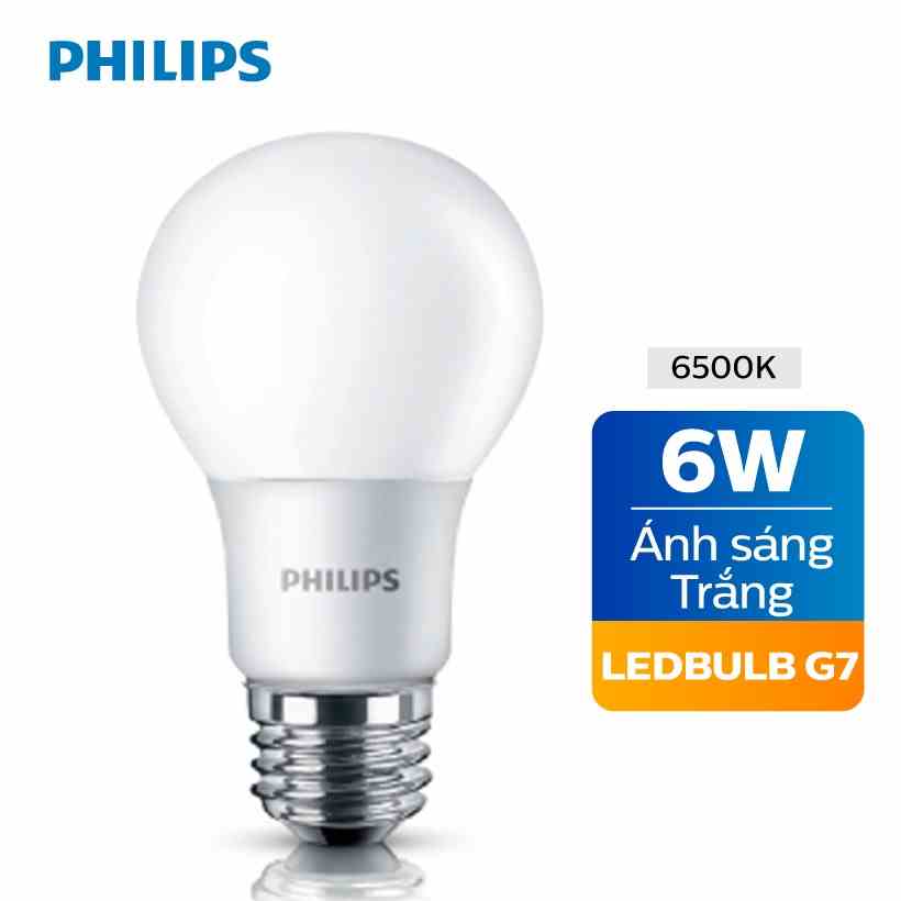 Bóng đèn Philips LED siêu sáng tiết kiệm điện 6W E27 230V A60 - Ánh sáng trắng/ ánh sáng vàng