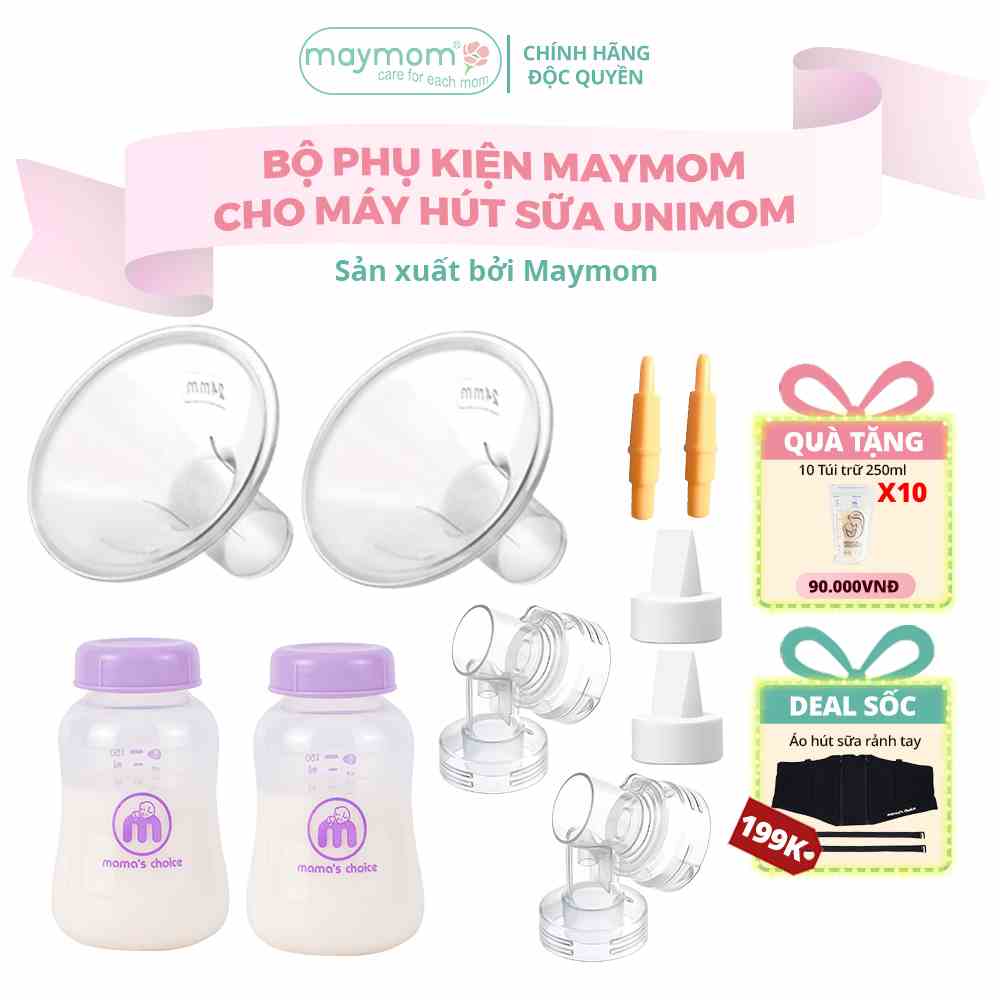 Bộ Phụ Kiện Máy Hút Sữa Unimom Thương Hiệu Maymom, Phễu Hút Sữa Size Từ 10-32mm