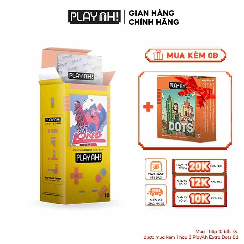 Bao Cao Su PLAYAH Last Long Kéo Dài Thời Gian Hộp 10 size 52mm