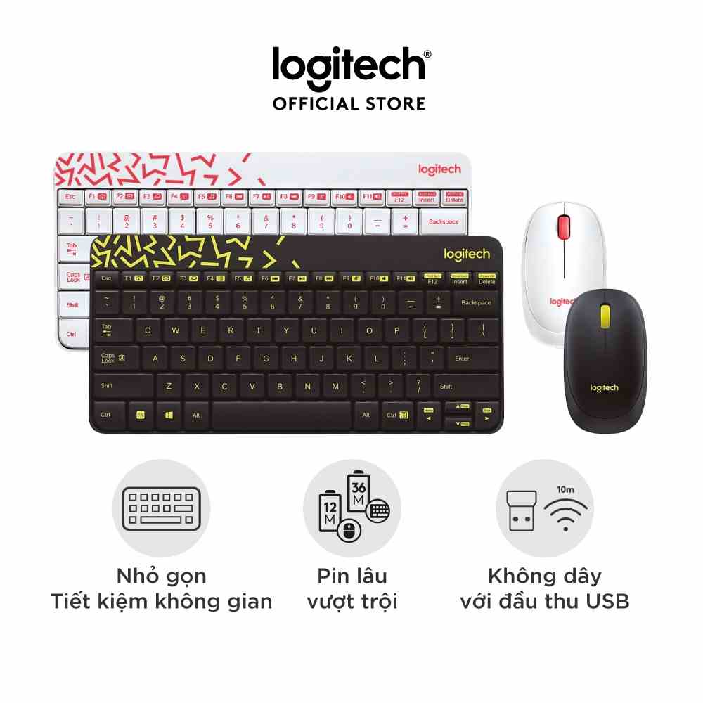 [Mã ELCL7 giảm 7% đơn 300K] Combo chuột phím không dây Logitech MK240 - nhỏ gọn, 1 đầu thu USB, pin lâu