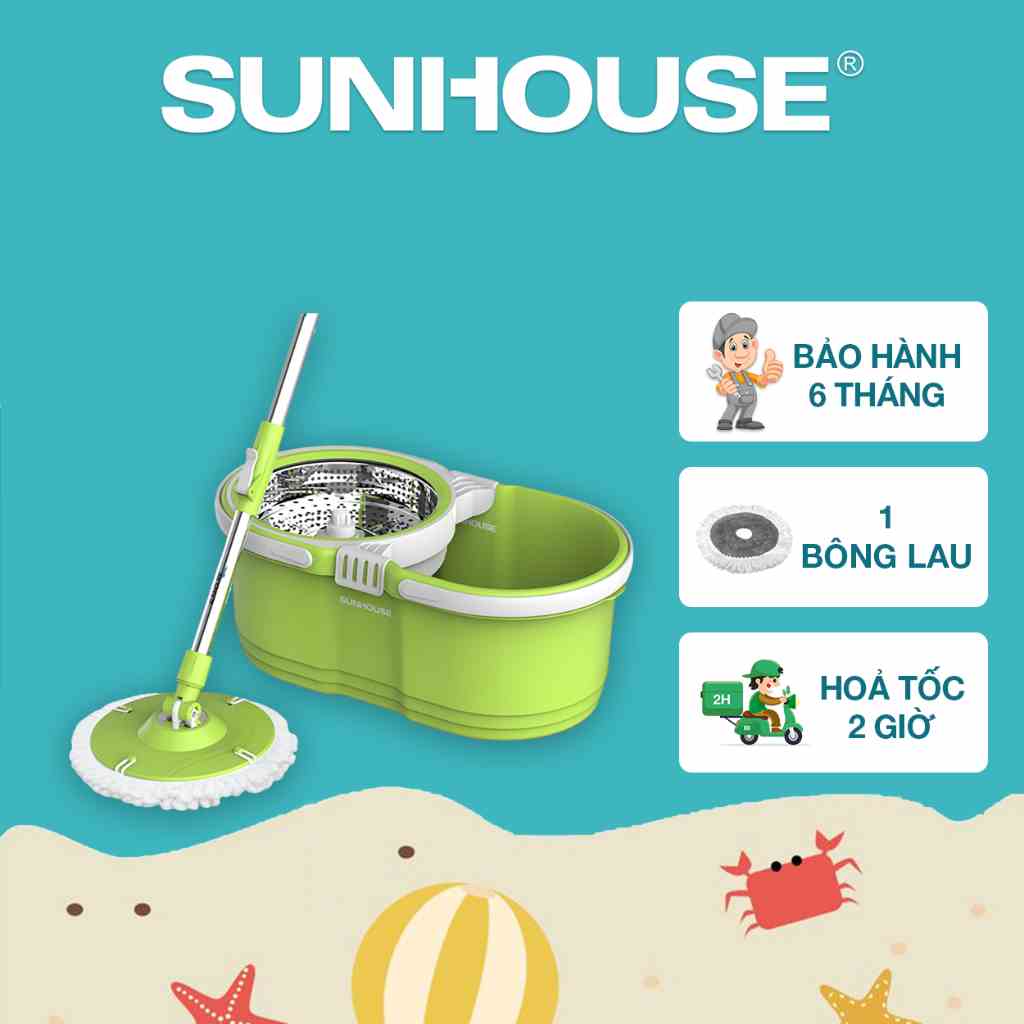 Bộ lau nhà xoay 360 độ thế hệ mới SUNHOUSE KS-CL260PG - Bảo hành chính hãng 6 tháng