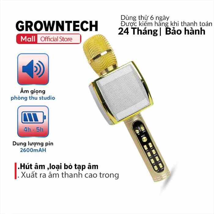 Micro không dây karaoke GrownTech YS 91 hỗ trợ thu âm bảo hành 2 năm