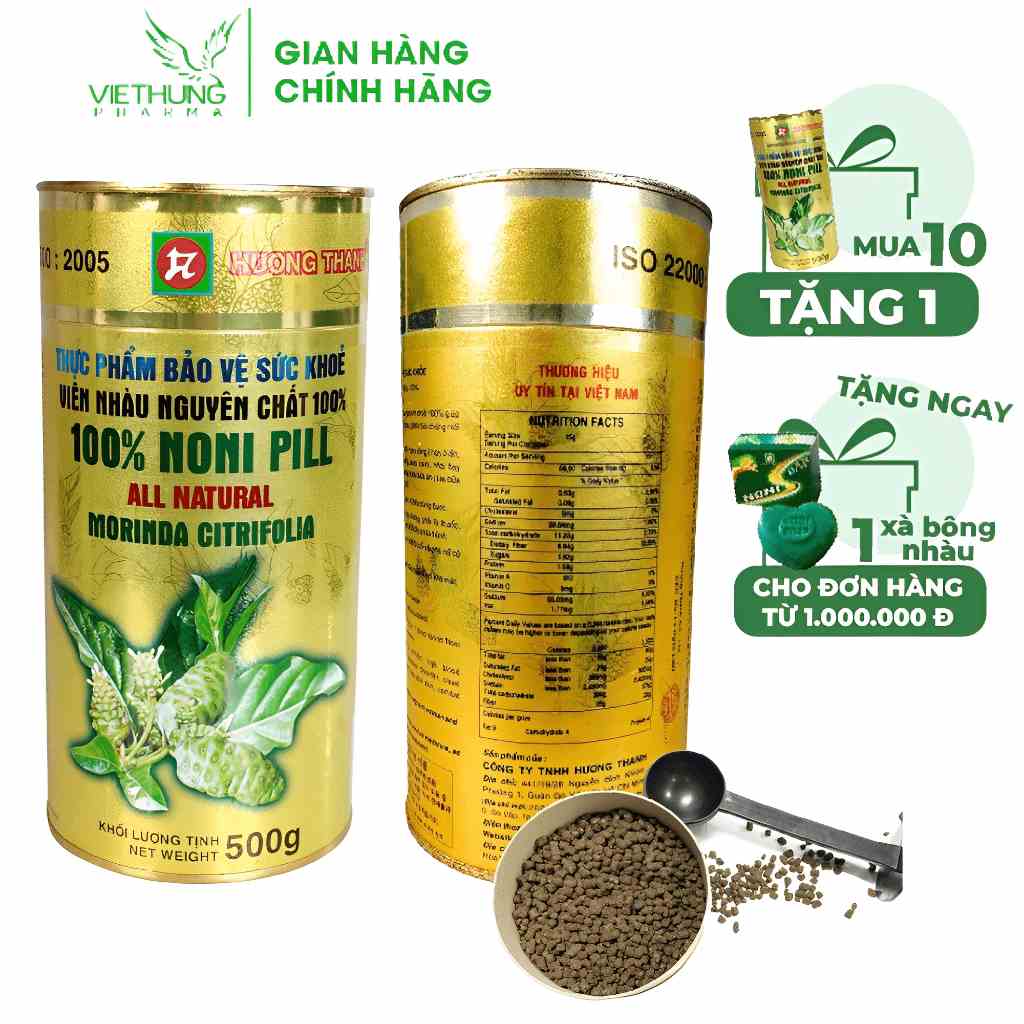 Viên Nhàu Nguyên Chất Hương Thanh, Noni Pill 100% Chiết Xuất Từ Quả Nhàu, Giúp Bổ Xương Khớp, Tăng Đề Kháng, Hộp 500g