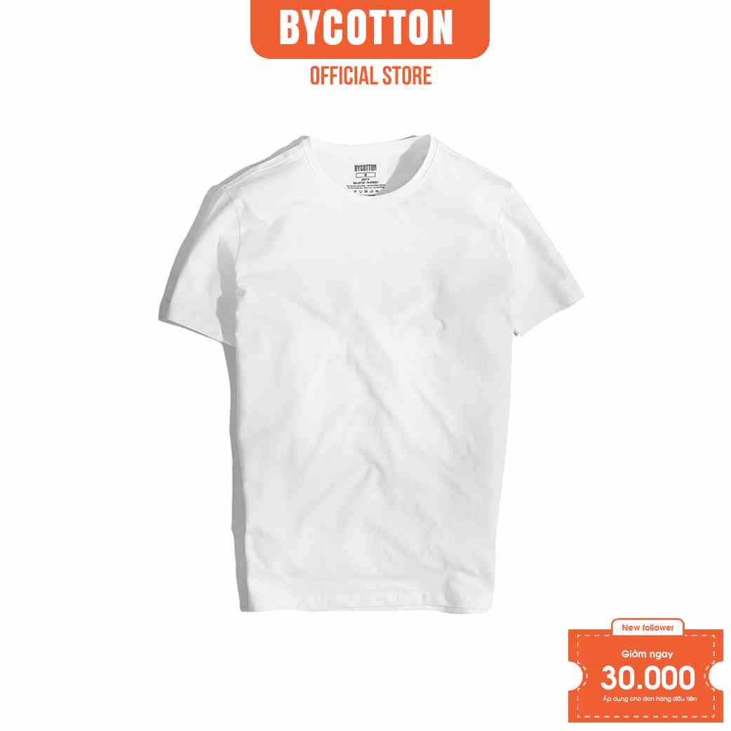 [Mã BYCO2224T giảm ngay 50K đơn 0K] Áo Thun Nam Ngắn Tay Cổ Tròn Trắng BY COTTON White Basic Tee