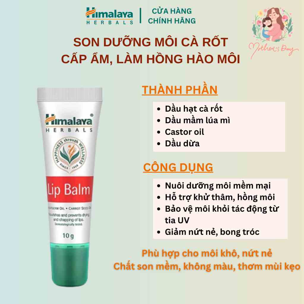 Son dưỡng hồng môi chiết xuất cà rốt Himalaya Lip Balm 10g