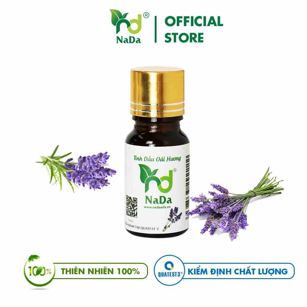 Tinh dầu Oải hương (Lavender) nguyên chất Nada | Kiểm định QT3 | Làm nước hoa, dễ ngủ, chống lão hóa, giảm stress.