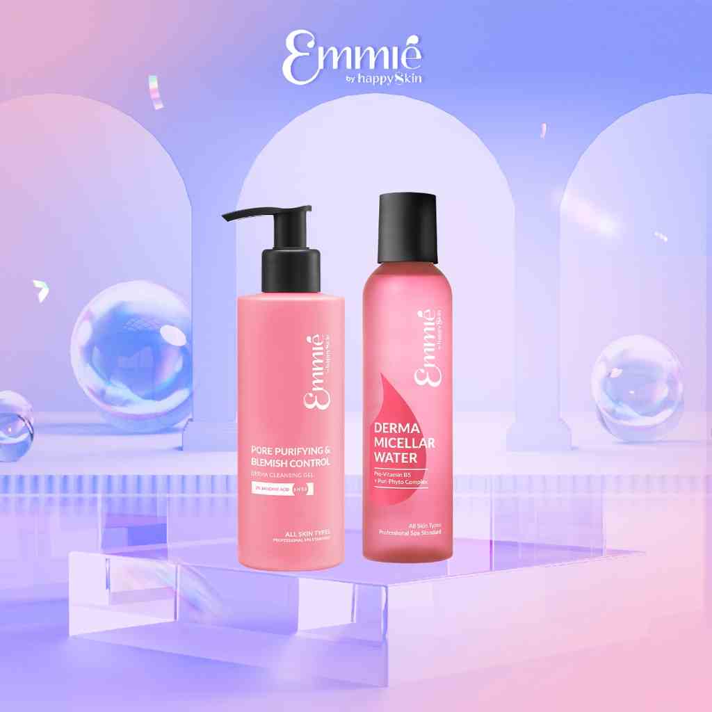 Bộ Sản Phẩm Làm Sạch Da Emmié By Happy Skin 2 món: Gel Rửa Mặt Emmie 180ml + Nước Tẩy Trang Emmie 250ml