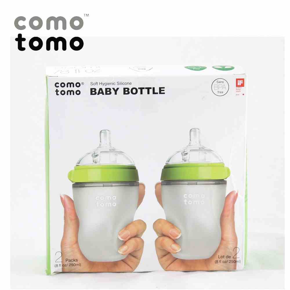 Bộ hai bình silicone Comotomo 250ml- Xanh