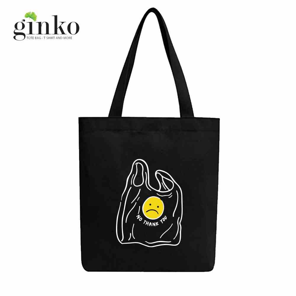 [Mã BMLTA35 giảm đến 35K đơn 99K] Túi Vải Tote Ginko Dây Kéo Phong Cách ulzzang Hàn Quốc In Hình No plastic bag B19