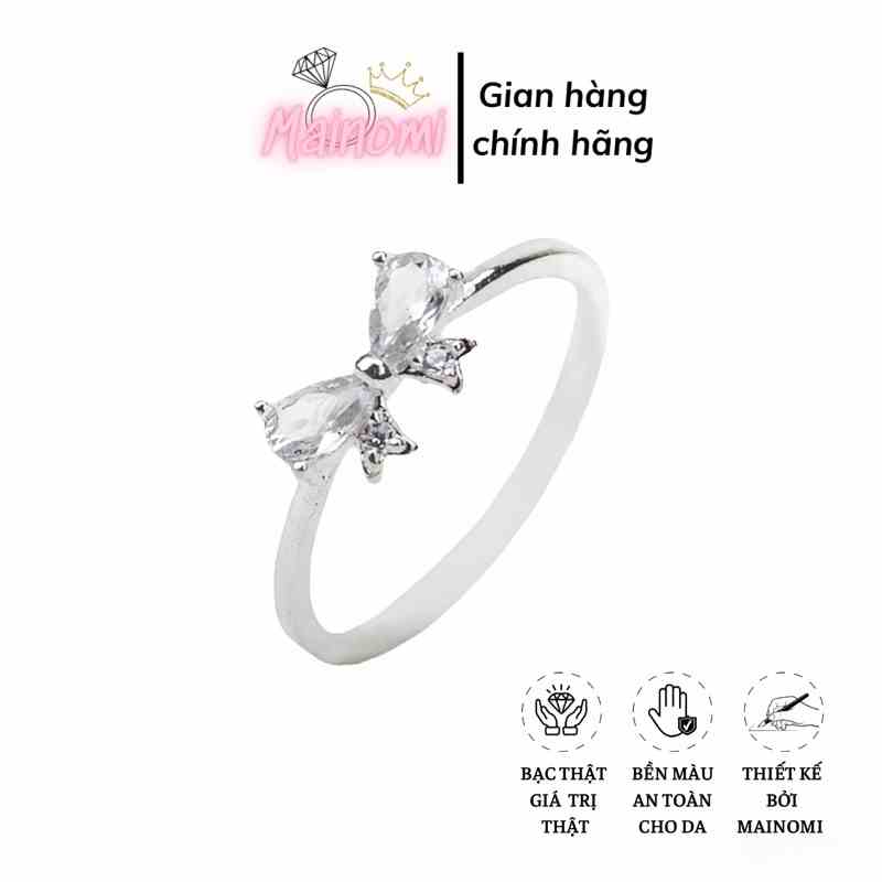 Nhẫn Nơ bạc ta xinh xắn nhẹ nhàng, thiết kế bắt mắt. Chân ái của các nàng thơ Mainomi Shop Bạc Xinh