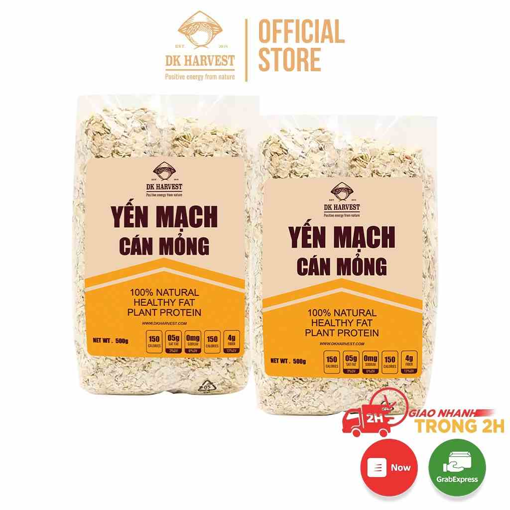 COMBO TIẾT KIỆM (2 Túi 500g) Yến Mạch Cán Dẹt (Cán Mỏng) Nguyên Chất Nhập Khẩu Úc DK Harvest - ngũ cốc tác dụng giảm can