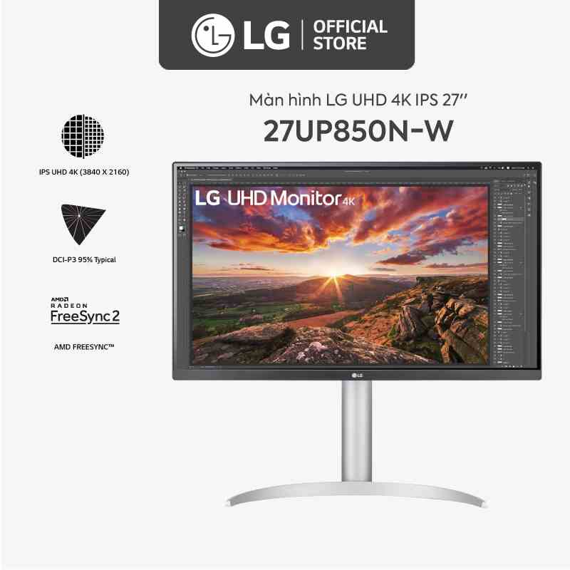 [Mã ELBAU5 giảm 5% đơn 300K] Màn hình LG 27UP850N-W 27 UHD 4K IPS 60hz VESA DisplayHDR™ 400 USB Type-C™