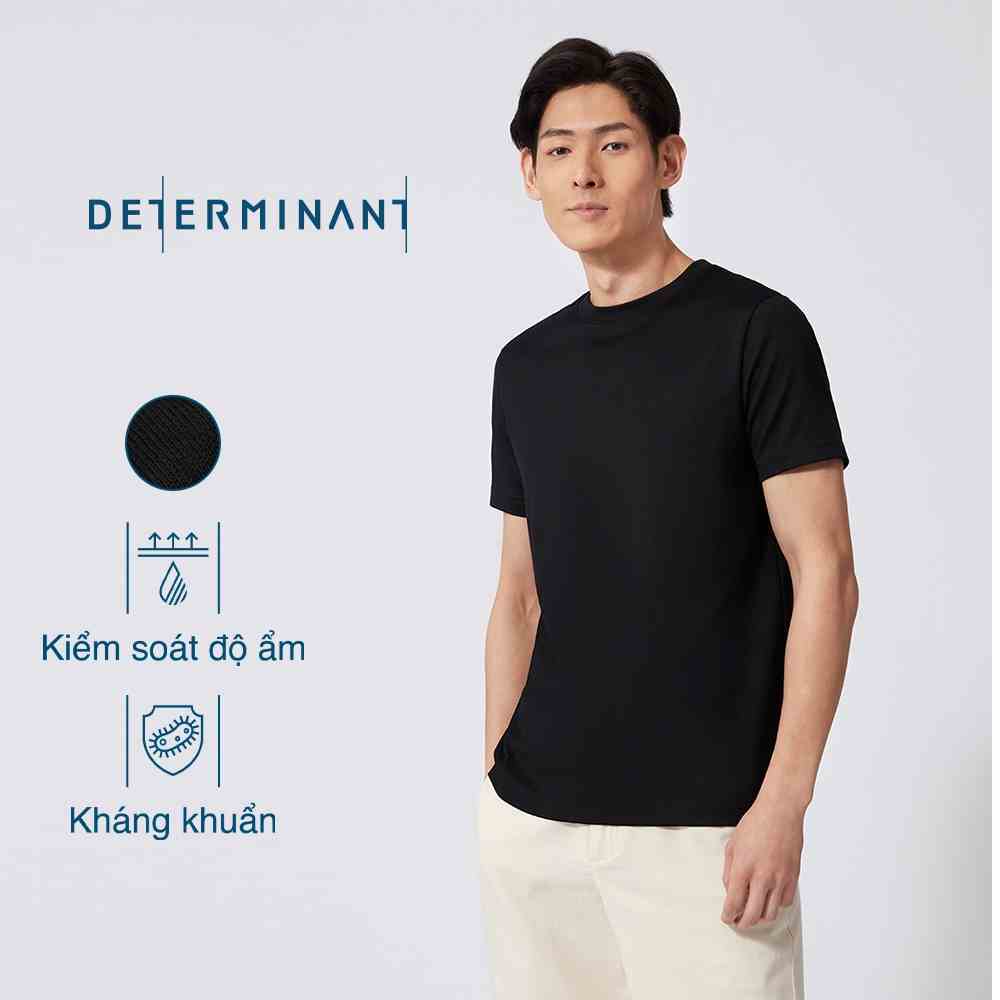 Áo thun nam cổ tròn DETERMINANT tay ngắn - kháng khuẩn - 100% cotton - màu đen - T02