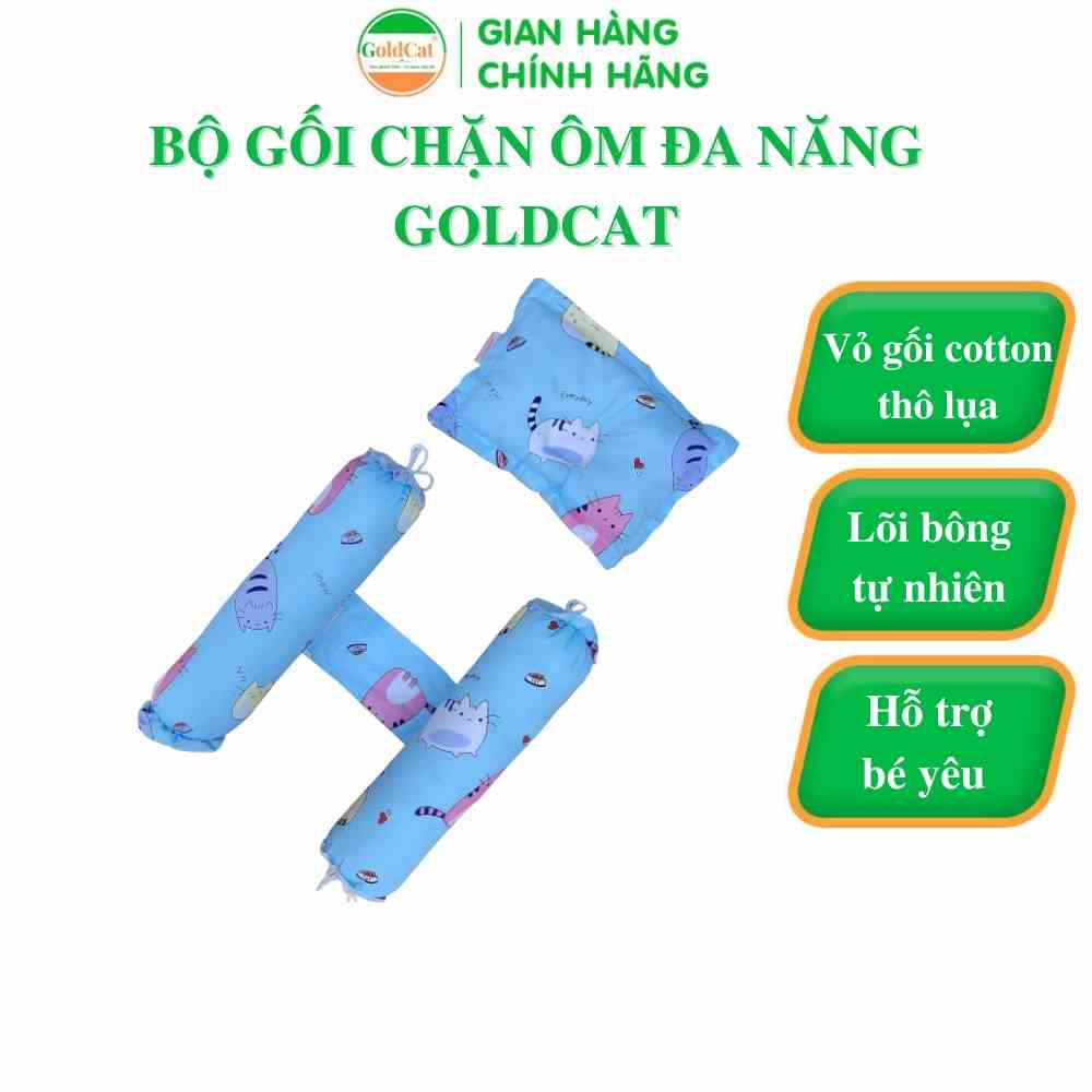 Bộ Gối Chặn Cho Bé Đa Năng GOLDCAT GCSL Chất Vải Cotton Lõi Bông Êm Dùng Làm Gối Ôm, Gối Chống Giật Cho Trẻ