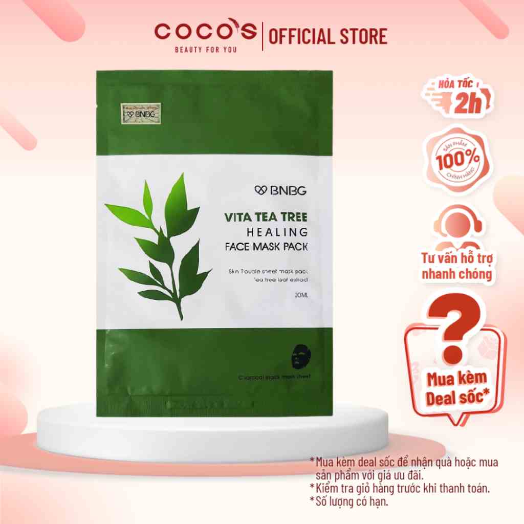 Mặt Nạ Giấy Chiết Xuất Tràm Trà Dành Cho Da Mụn BNBG Vita Tea Tree Healing Facial Mask 30ml - [BNBG TEA TREE]