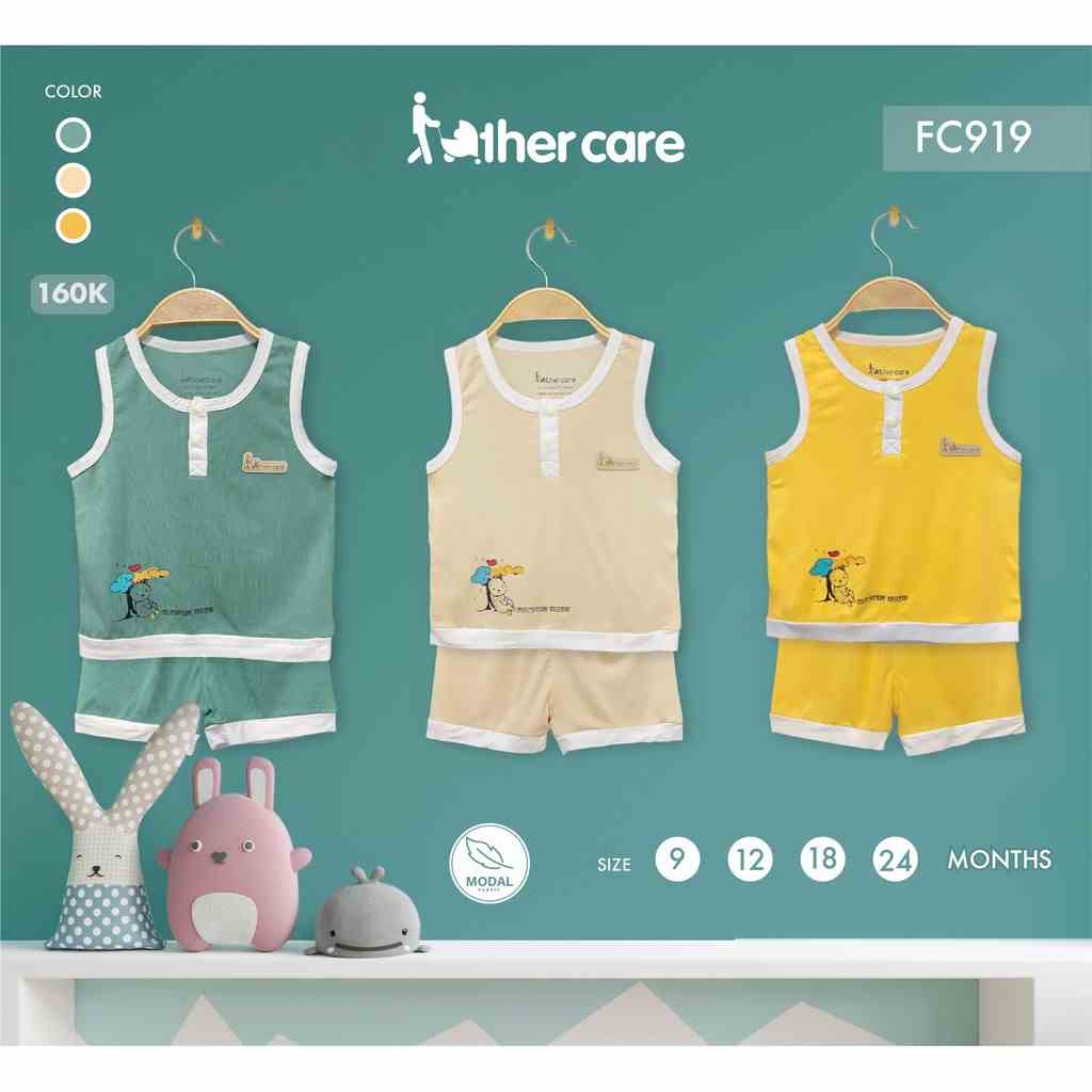 Bộ Quần áo trẻ em FatherCare Ba lỗ Nẹp trụ - Gấu & Cây FC919