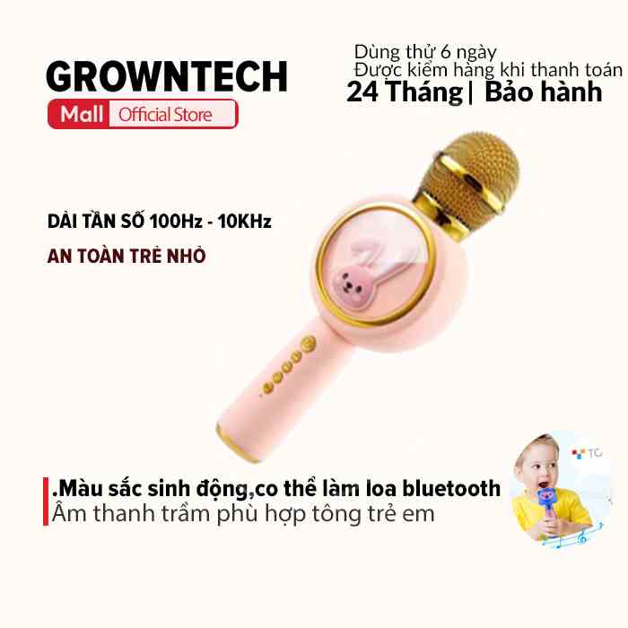 Micro karaoke cho bé kèm loa bluetooth không dây X9 hình thỏ âm thanh trầm ấm thích hợp trẻ tập hát, an toàn