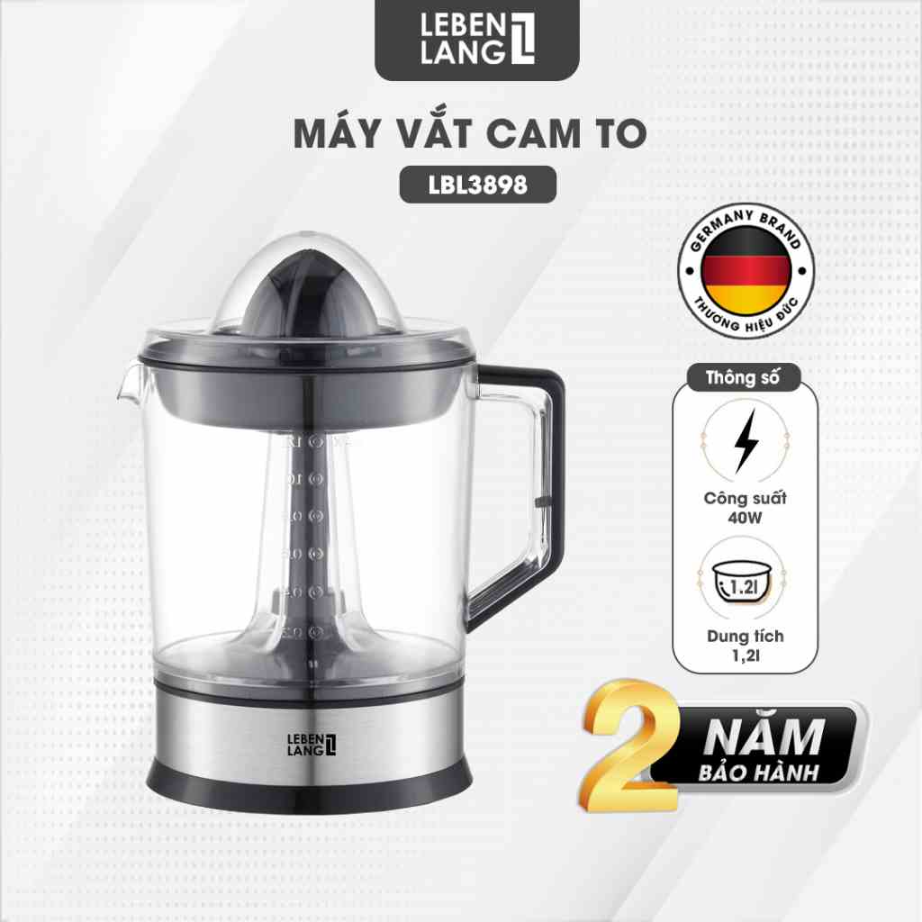 Máy vắt cam LEBENLANG LBC388 bằng inox cao cấp, dung tích 400ml, công suất 600W - hàng chính hãng