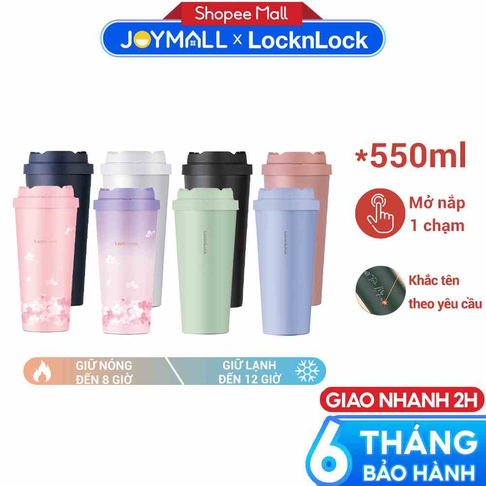 Ly giữ nhiệt LocknLock 550ml LHC3249, 400ml LHC3271, hàng chính hãng, mở nắp một chạm, thép không gỉ inox 316L- Joy