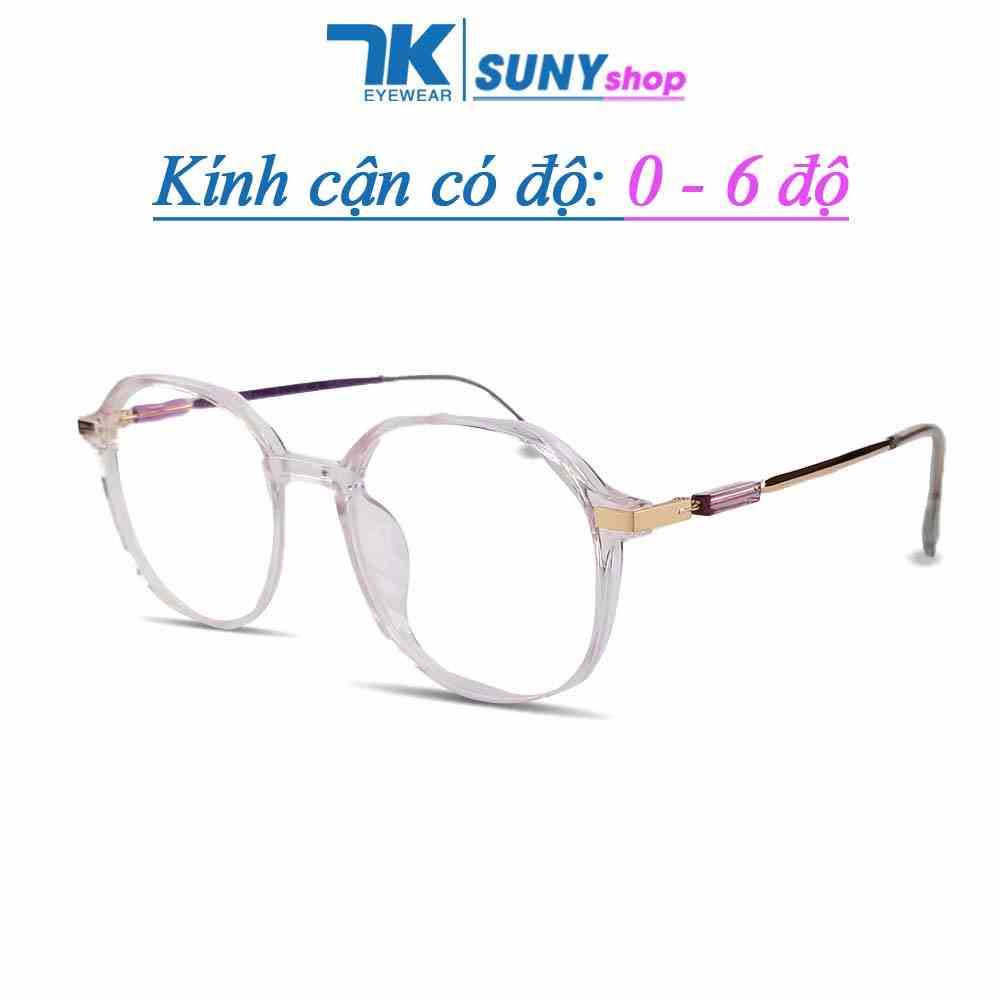 Kính cận có độ 0 - 6 độ mắt tròn nam nữ, gọng nhựa 7K2503. Có sẵn tròng giả cận 0 độ chống tia UV, ánh sáng xanh