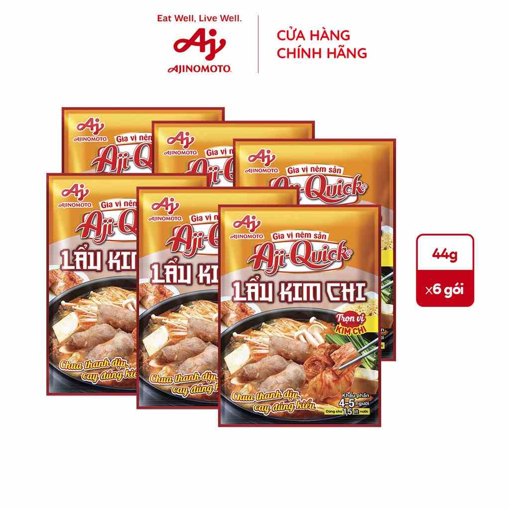 Lốc 6 gói gia vị Aji-Quick Lẩu Kim Chi (44g x 6 Gói)